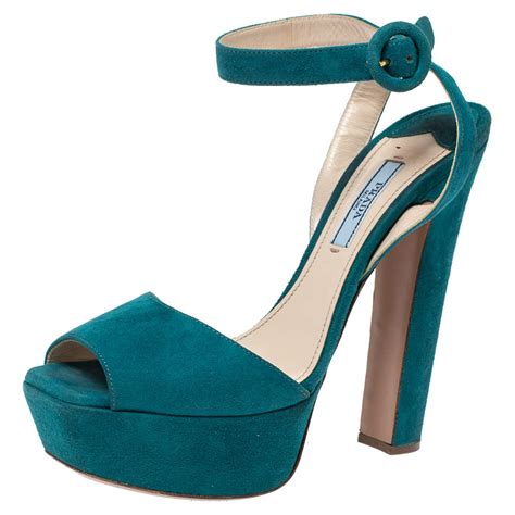 prada suede block heel ankle strap sandal|Prada platform heels.